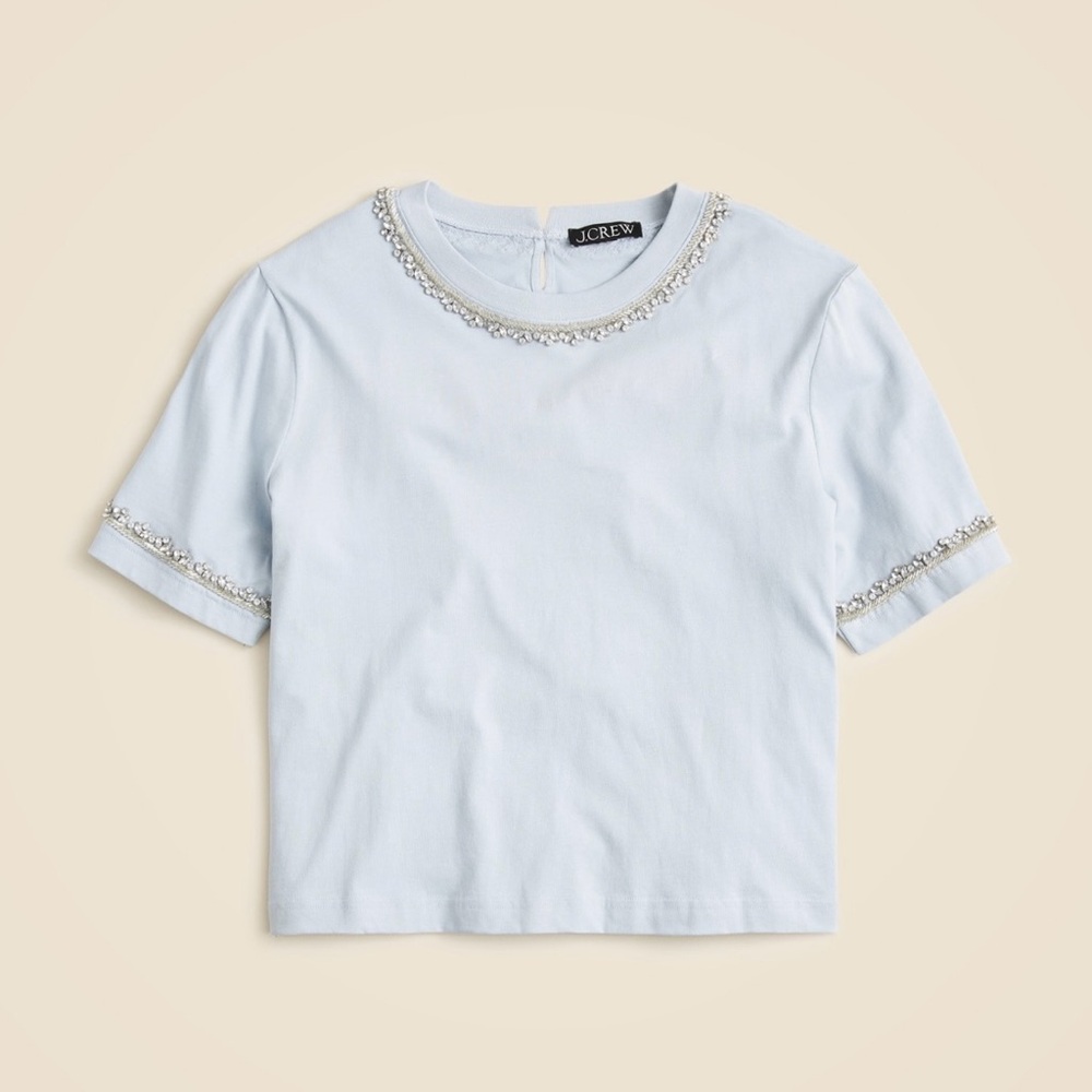 J.Crew Sky Blue Embroidered Top